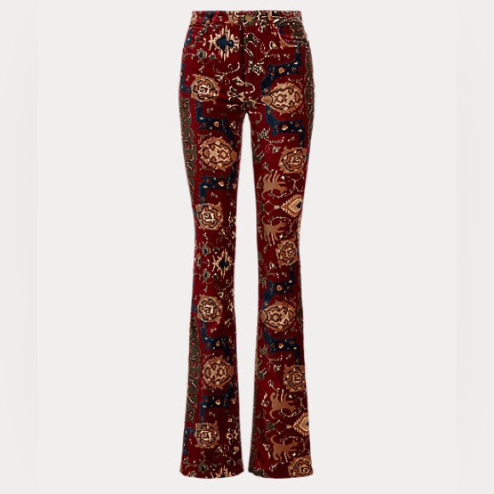 Lauren Ralph Lauren Tapestry Print Velvet High-Rise Boot Pant